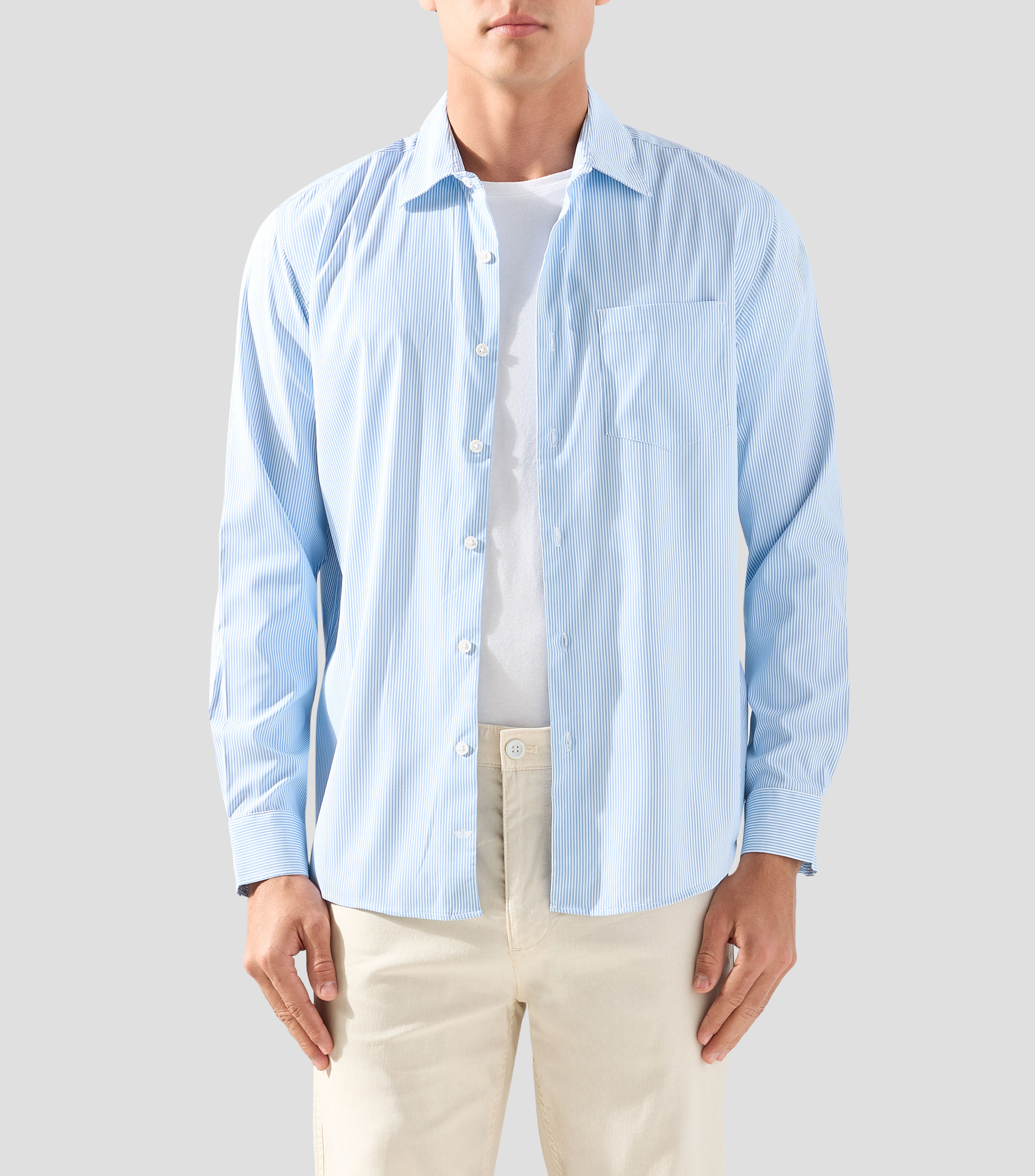 Camisa de rayas manga larga Hombre